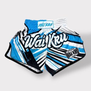Muay Thai Shorts – MicroFiber – White-Light Blue – SUB-26