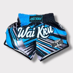 Muay Thai Shorts – MicroFiber – Black-Light Blue – SUB-29