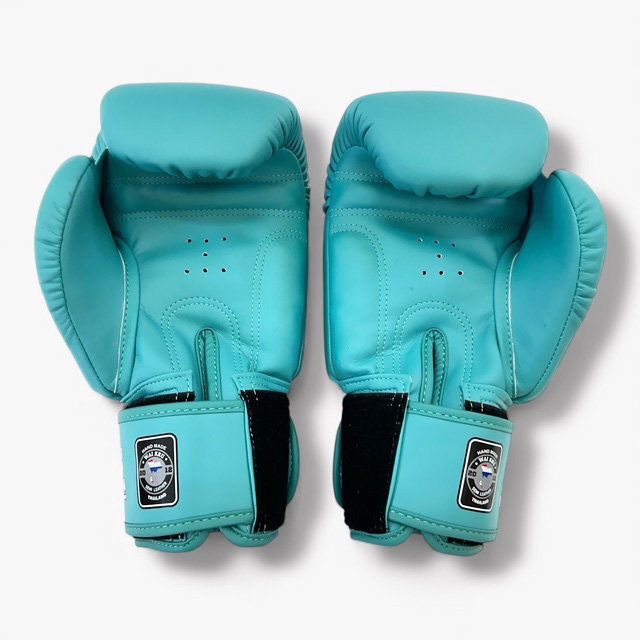 Wai Kru Muay Thai Gloves Semi Leather Turquoise BG - 11 - Imagen 4