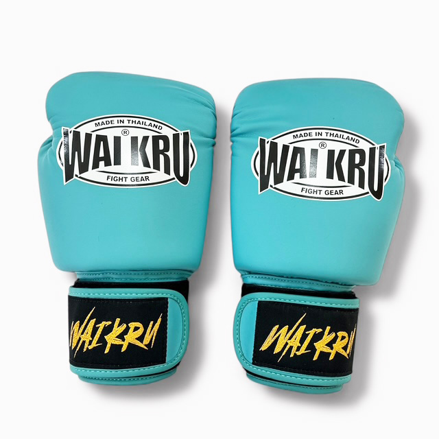 Wai Kru Muay Thai Gloves Semi Leather Turquoise BG - 11