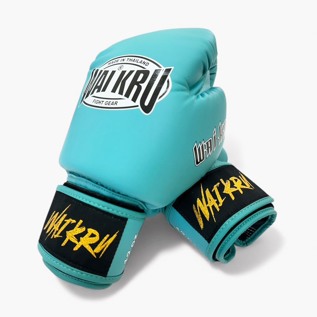 Wai Kru Muay Thai Gloves Semi Leather Turquoise BG - 11 - Imagen 2