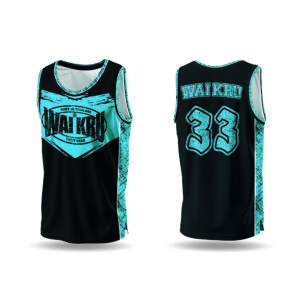 – Wai Kru Performance Tank Top – Black / Light Blue