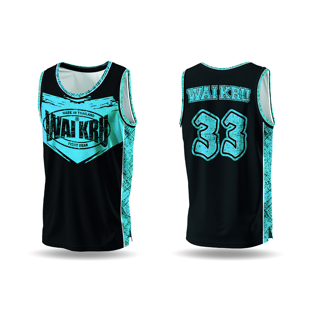 - Wai Kru Performance Tank Top – Black / Light Blue