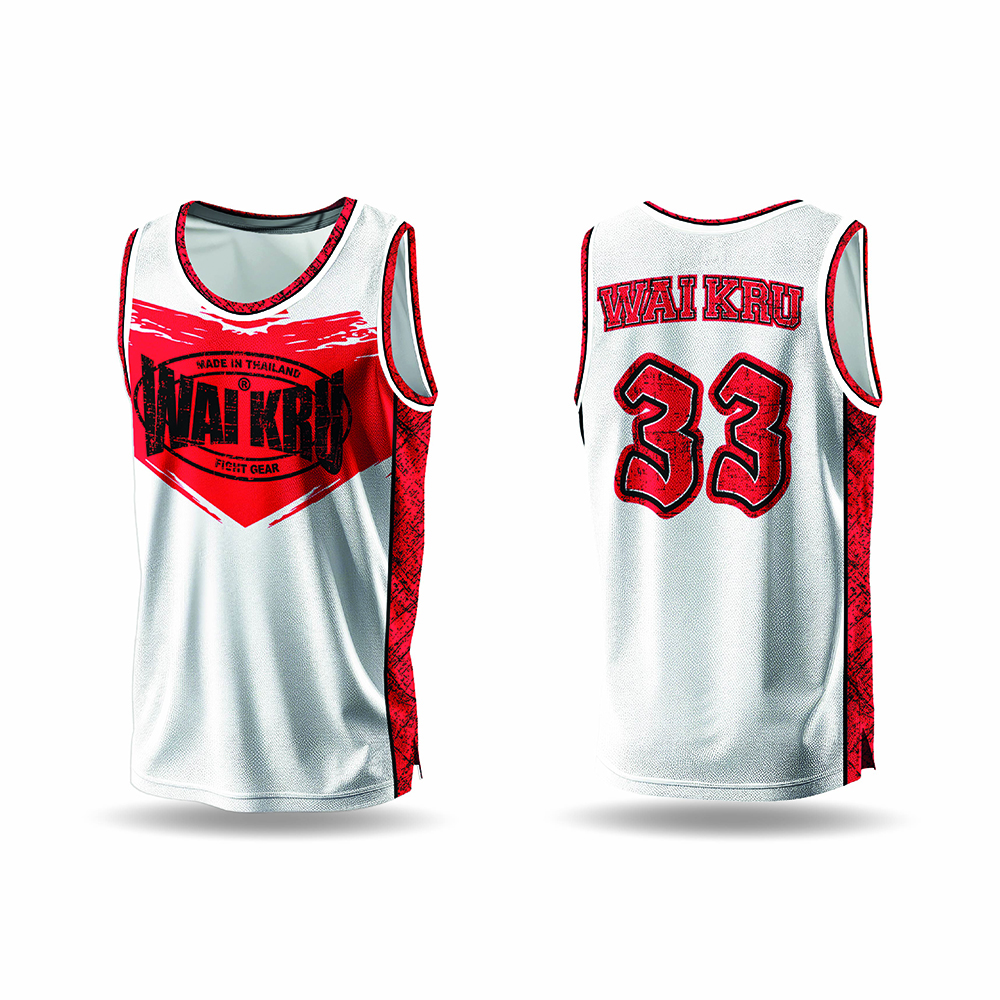 - Wai Kru Performance Tank Top – White / Red