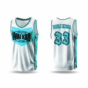 – Wai Kru Performance Tank Top – White / Light Blue