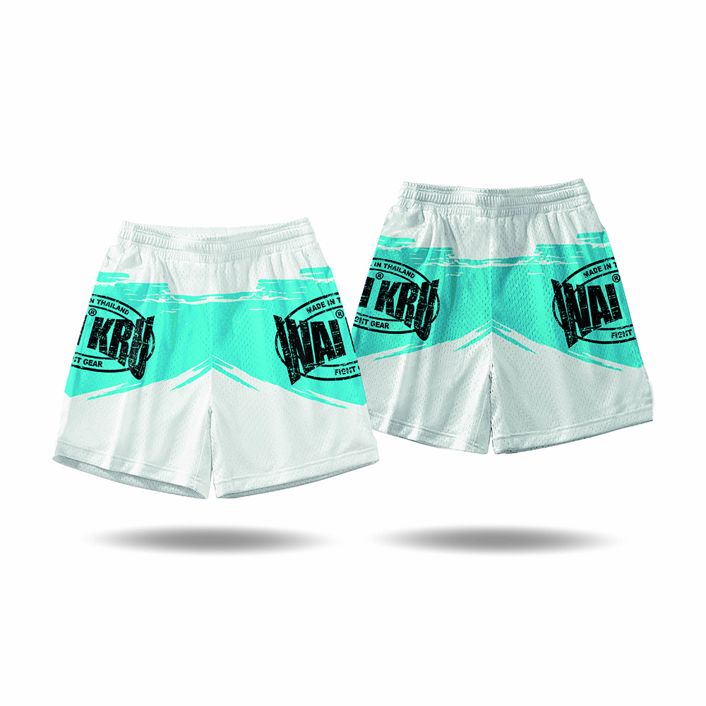 - Wai Kru Performance Shorts – White / Light Blue