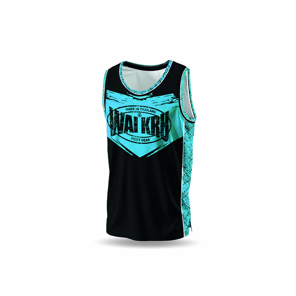 - Wai Kru Performance Tank Top – Black / Light Blue - Imagen 4