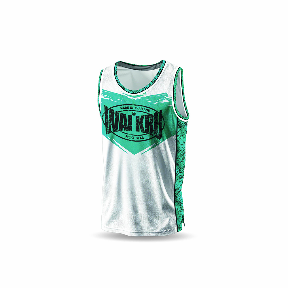 - Wai Kru Performance Tank Top – White / Turquoise - Imagen 3