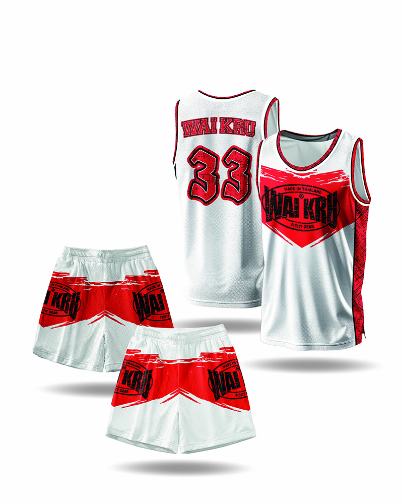 - Wai Kru Performance Shorts – White / Red - Imagen 2