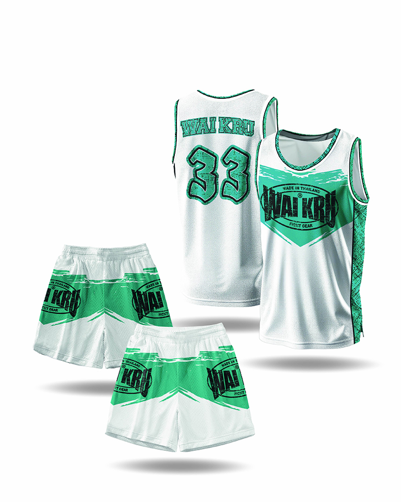 - Wai Kru Performance Shorts – White / turquoise - Imagen 2