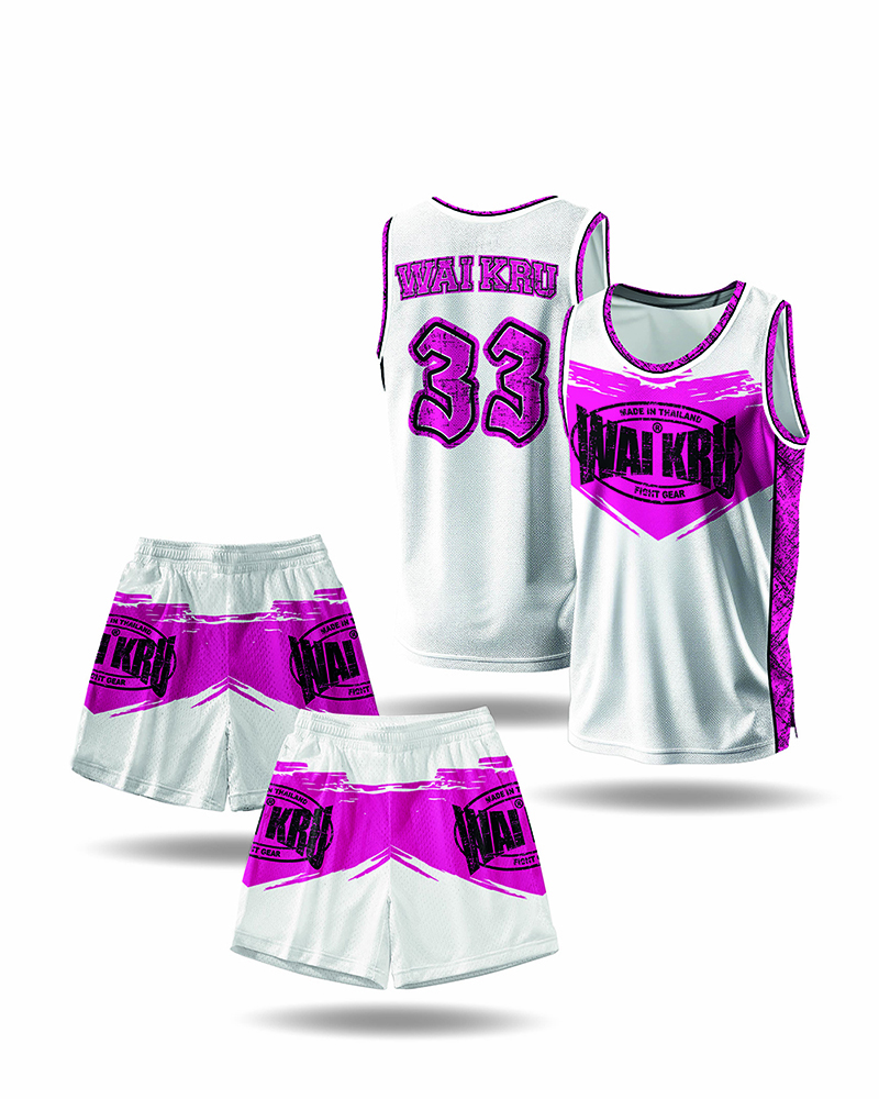 - Wai Kru Performance Shorts – White / Pink - Imagen 2