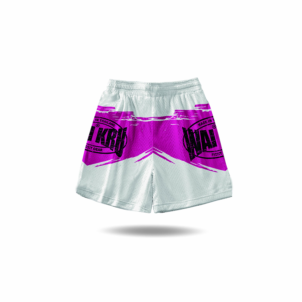 - Wai Kru Performance Shorts – White / Pink - Imagen 4