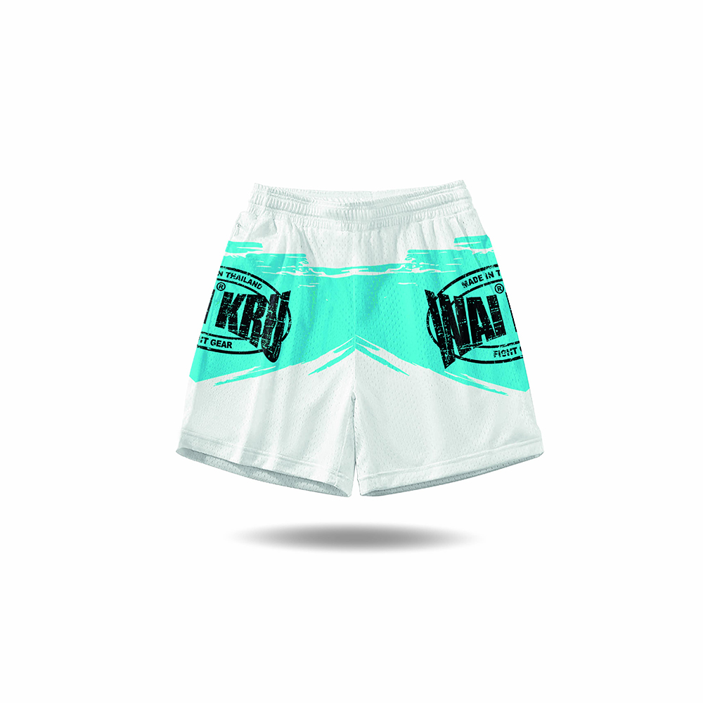 - Wai Kru Performance Shorts – White / Light Blue - Imagen 4