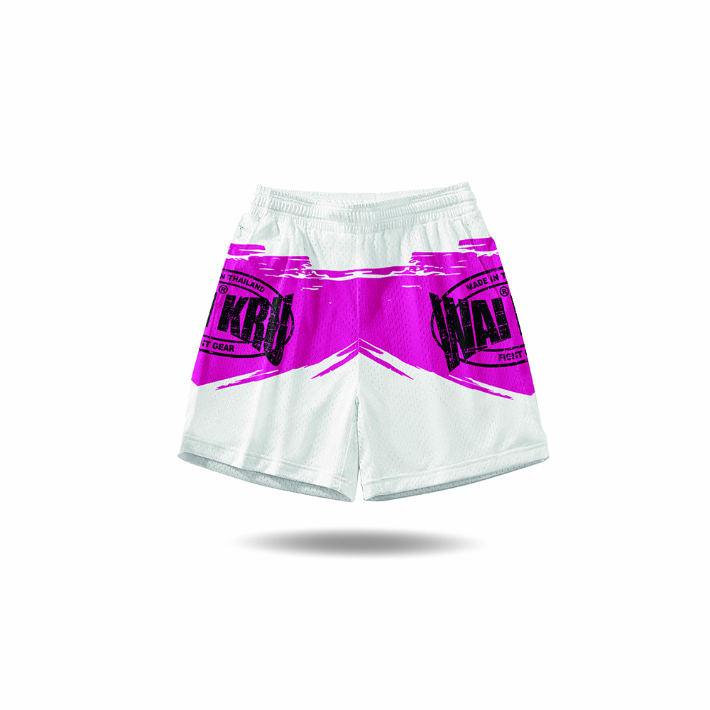 - Wai Kru Performance Shorts – White / Pink - Imagen 3