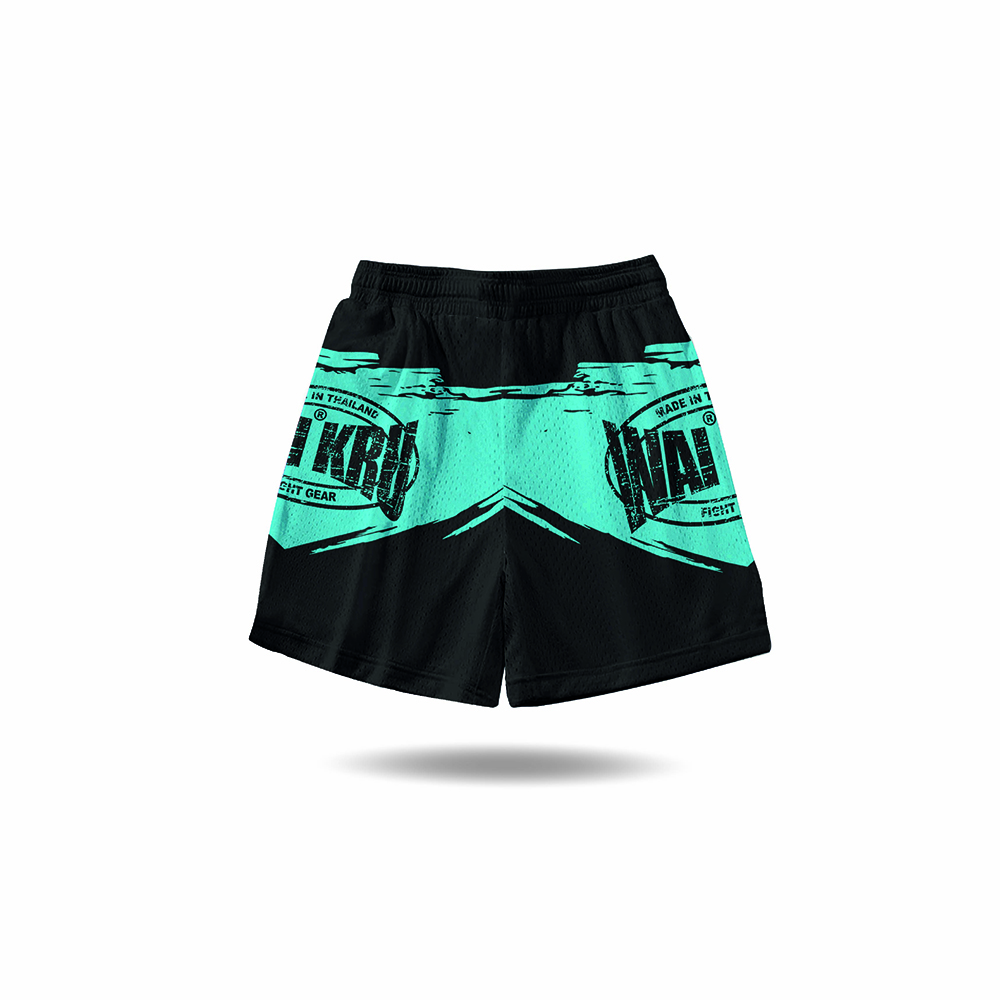 - Wai Kru Performance Shorts – Black / Light Blue - Imagen 3